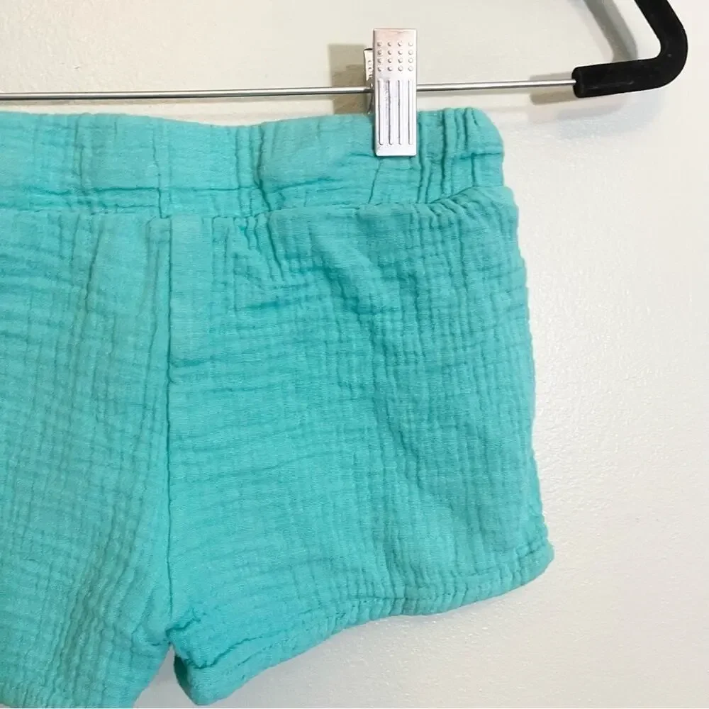 Cat & Jack Girls Cotton Elastic Drawcord Waist Pockets Pull-On Shorts‎ Teal 4T